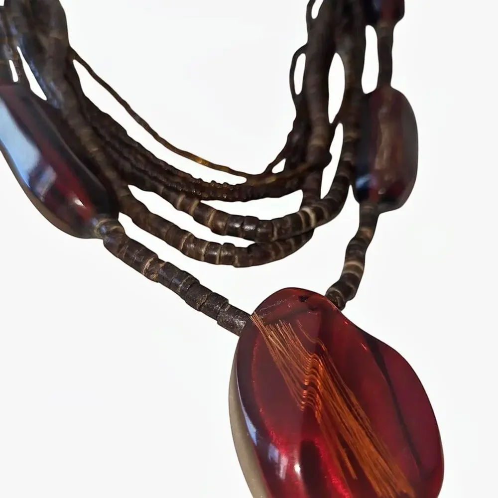 Brown and red beaded necklace